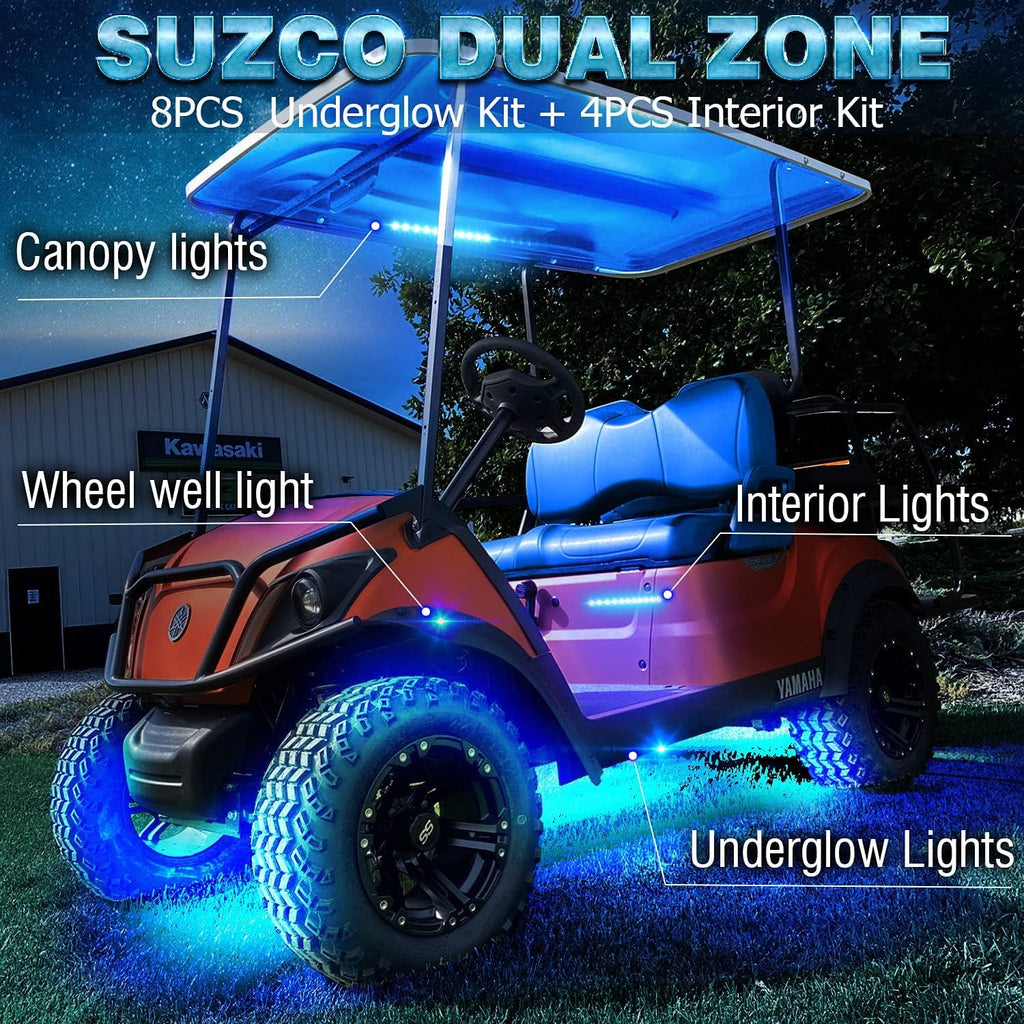 12-pods LED RGB Neon Underglow Rock Lights Kit with 4-Pcs Interior Light Kit, 192LEDs Waterproof 12V E844