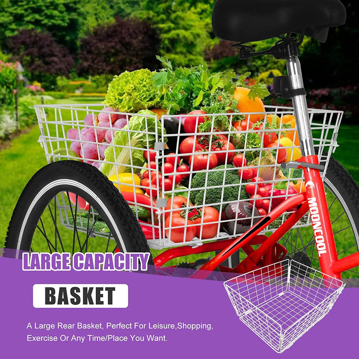 7 Speed 24 inch 3 Wheel Adult Tricycle with Basket U27555