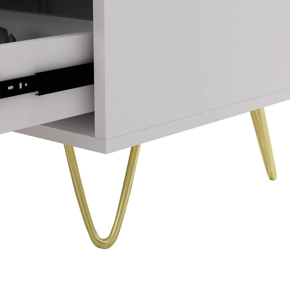 White Wood 3 Drawer Nightstand Bedside Table A4471