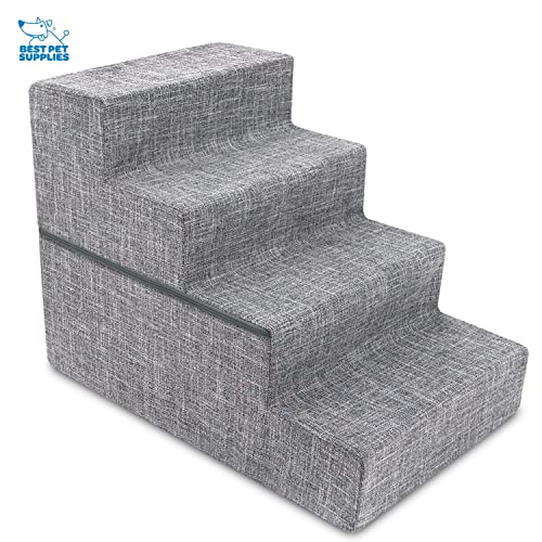Gray Linen 4-Steps Foldable Pet Steps G732387