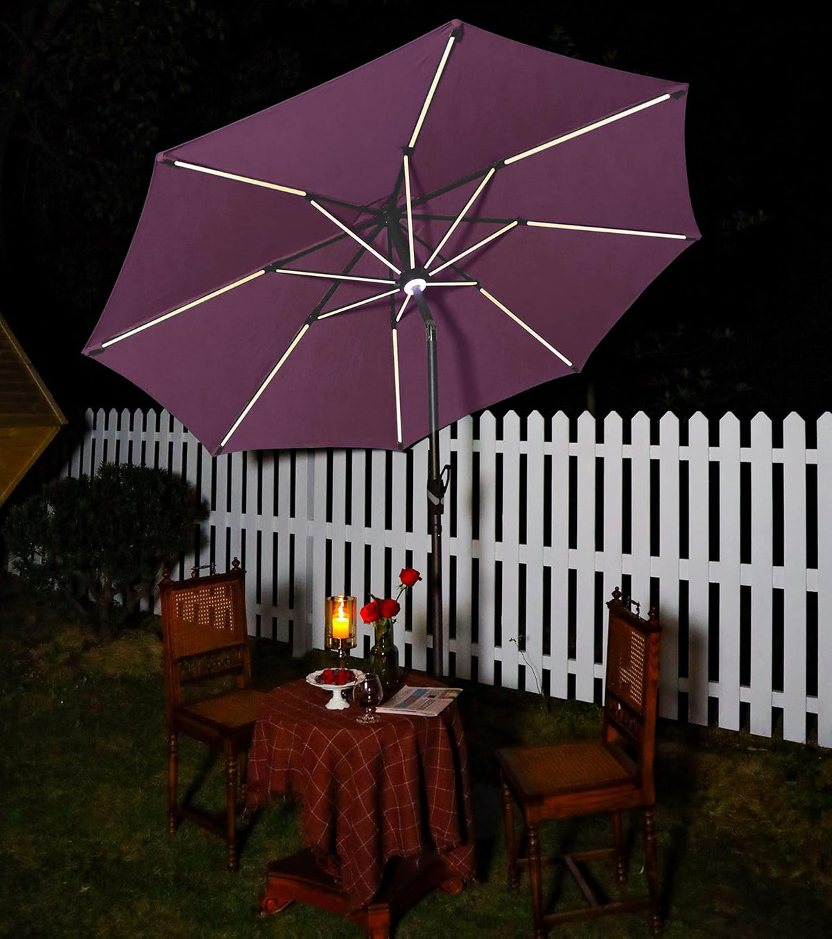 10 ft. Solar Powered LED Aluminum Patio Umbrella Sky Blue Y88470