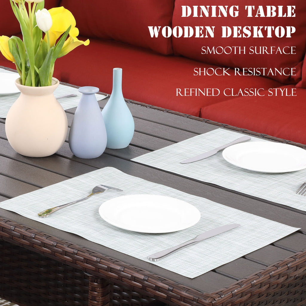 Red Rattan Wicker Patio Dining Table Set E65685