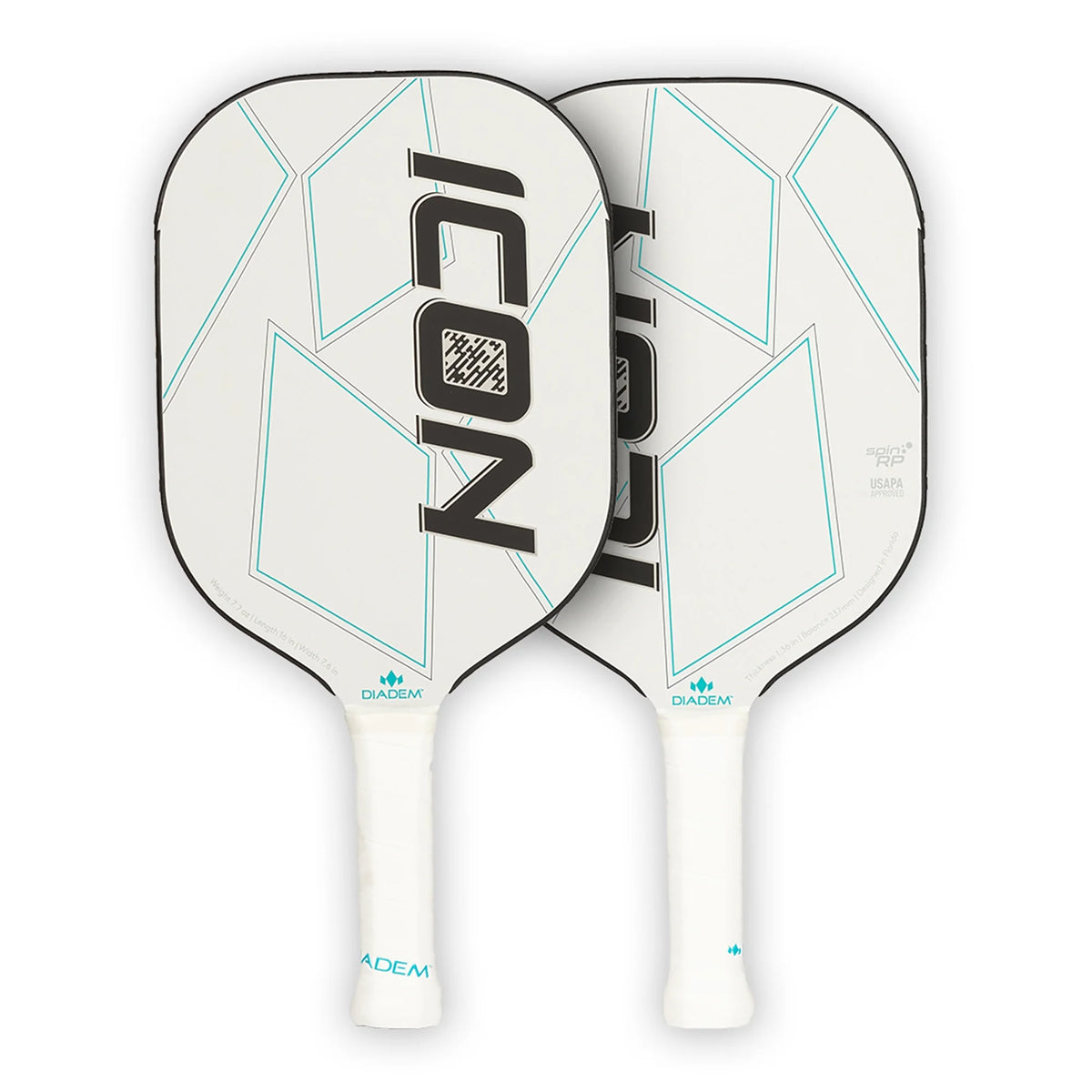 White Liteweight Carbon Fiber Pickleball Paddle, 7.7oz D2234