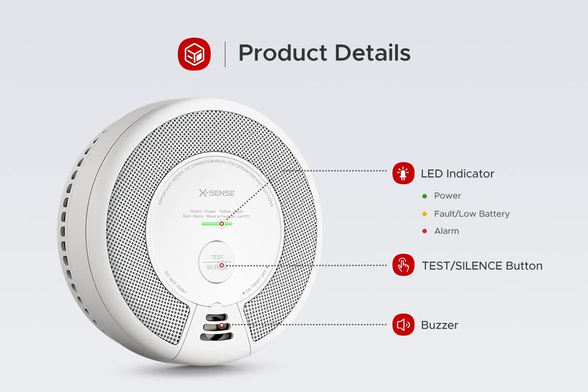 Wireless Interconnected Combination Smoke and Carbon Monoxide Detector, 10-Year Battery, Pack of 6 F9150
