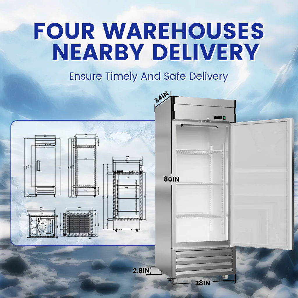 27 Cu.ft Single Door Stainless Steel Reach-in Refrigerator V299