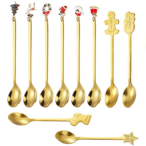 10 Pieces Stainless Steel Christmas Spoons J3518