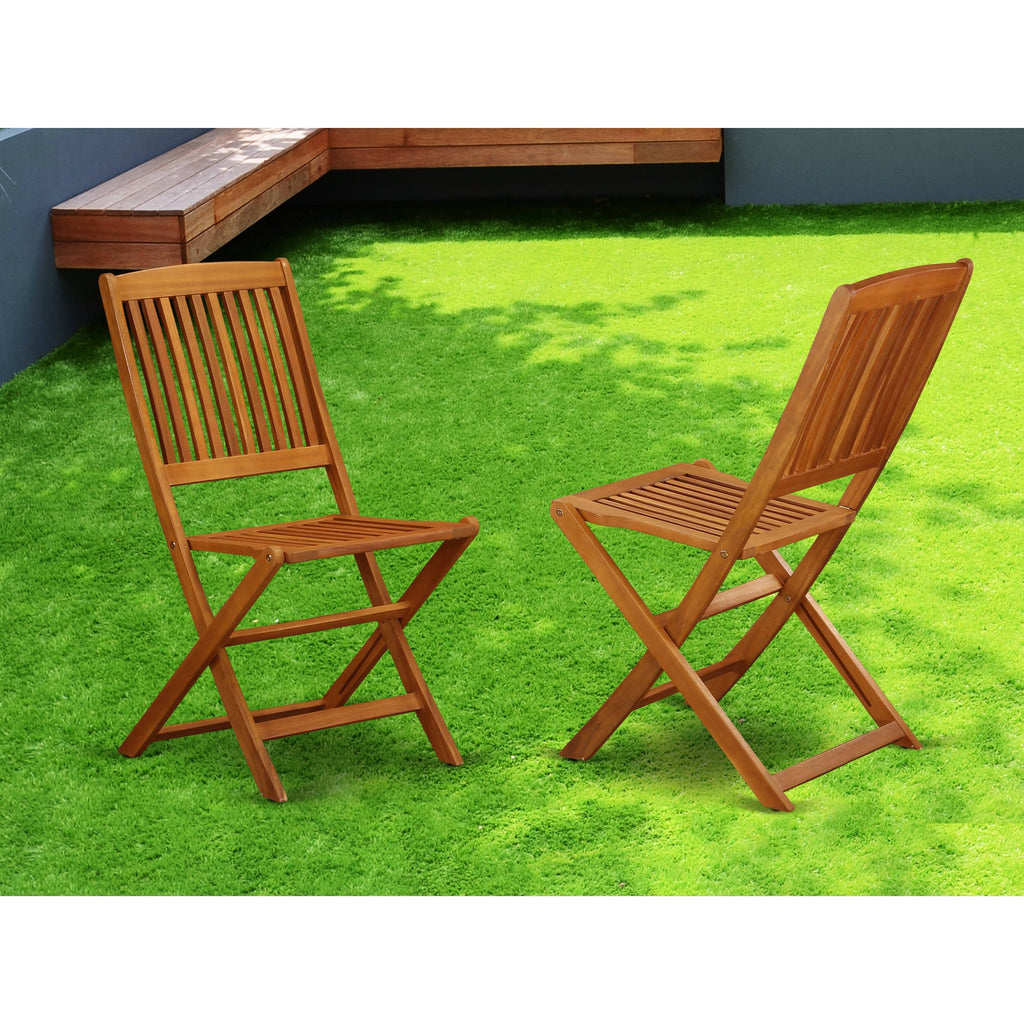 Solid Acacia Wooden Patio Folding Side Chair Set of Two I87948