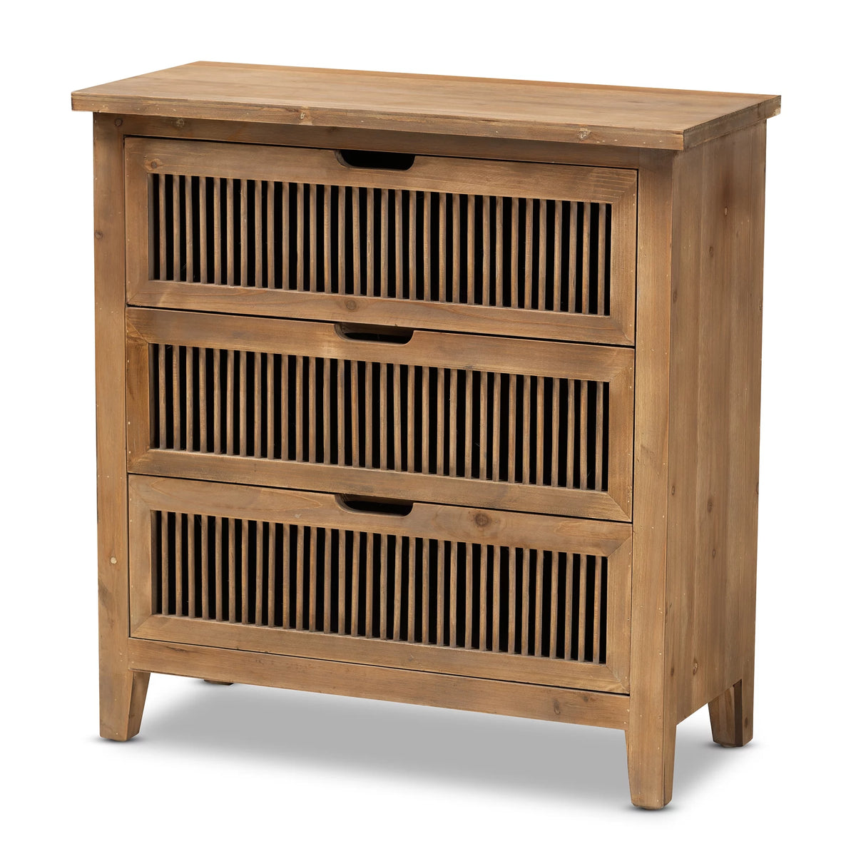 Medium Oak 3-Drawer Wood Chest C342090