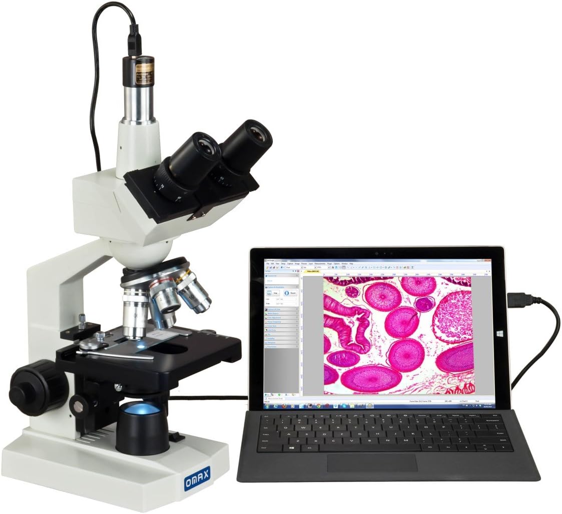 40X-2000X Trinocular Compound LED Microscope with 1.3MP Camera L47936