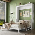 White Queen Size Wall Bed with 2 Side Cabinet Storage Shelf & Desk Combo H891