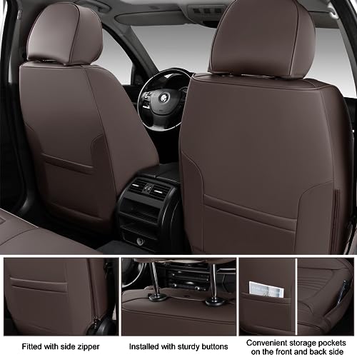 Black&Navy Waterproof Leather Car Seat Covers Full Set U860773