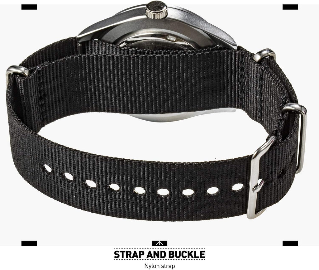 Black Analog Nylon Band Military Watch U15537