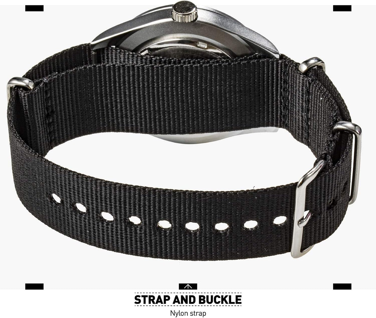 Black Analog Nylon Band Military Watch U15537