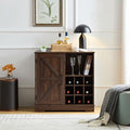 Gray Wash Farmhouse Coffee Bar Cabinet with Wine Rack and Drawer E475