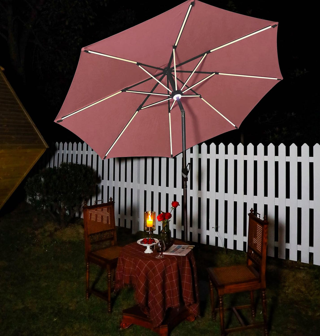 10 ft. Solar Powered LED Aluminum Patio Umbrella Sky Blue Y88470