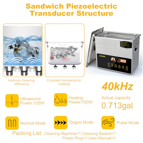 3L Ultrasonic Cleaner Stainless Steel with Heater Timer S2700