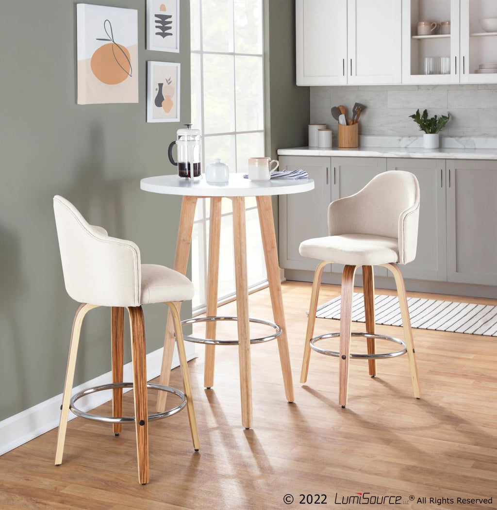 Fabric Counter Stools, Cream/Zebra, Set Of 2 O54461