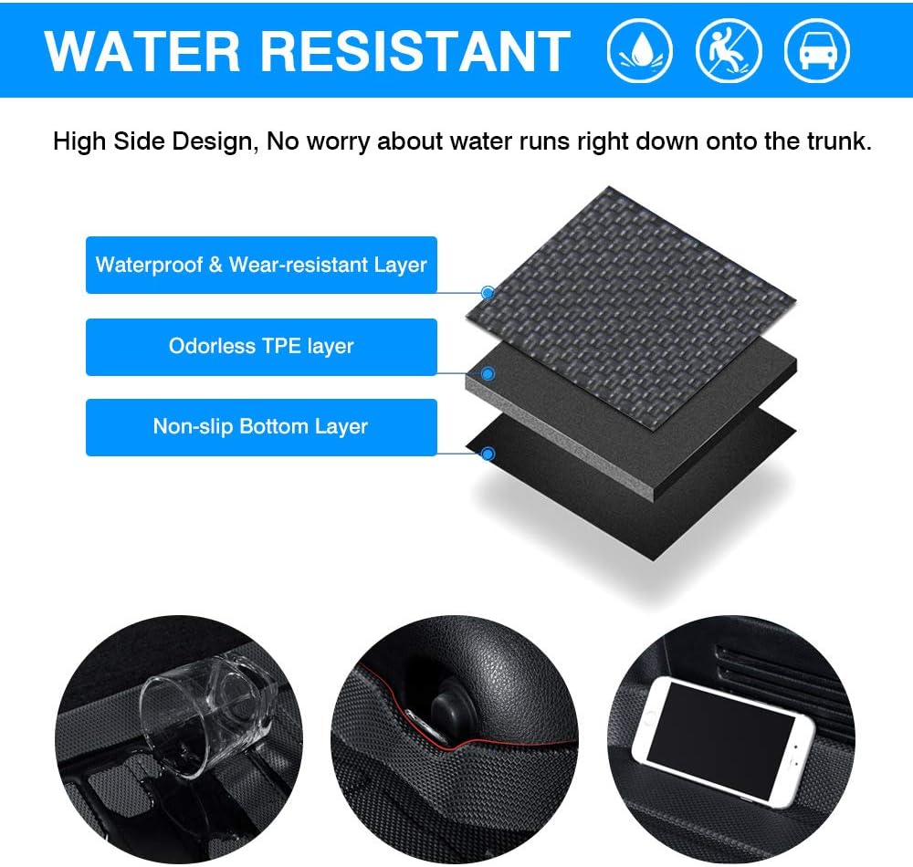 Cargo Liner Trunk Mat All Weather Rear Floor Mat Pack of 2 B672