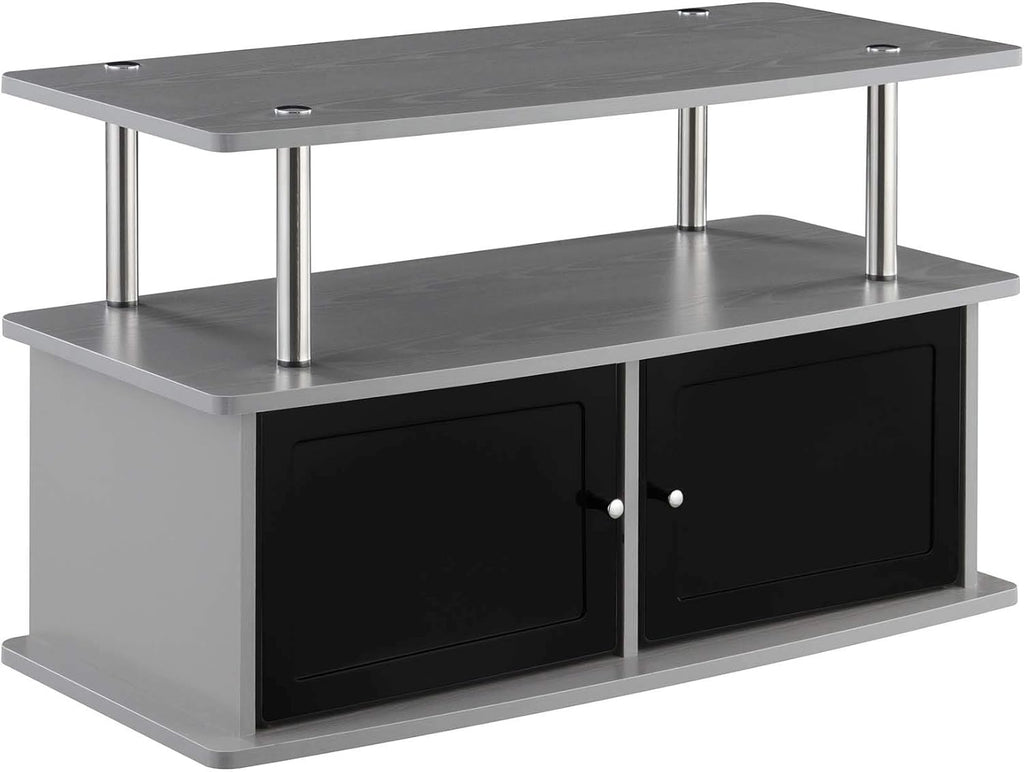 TV Stand with 2 Storage Cabinets and Shelf, Faux Birch T9841