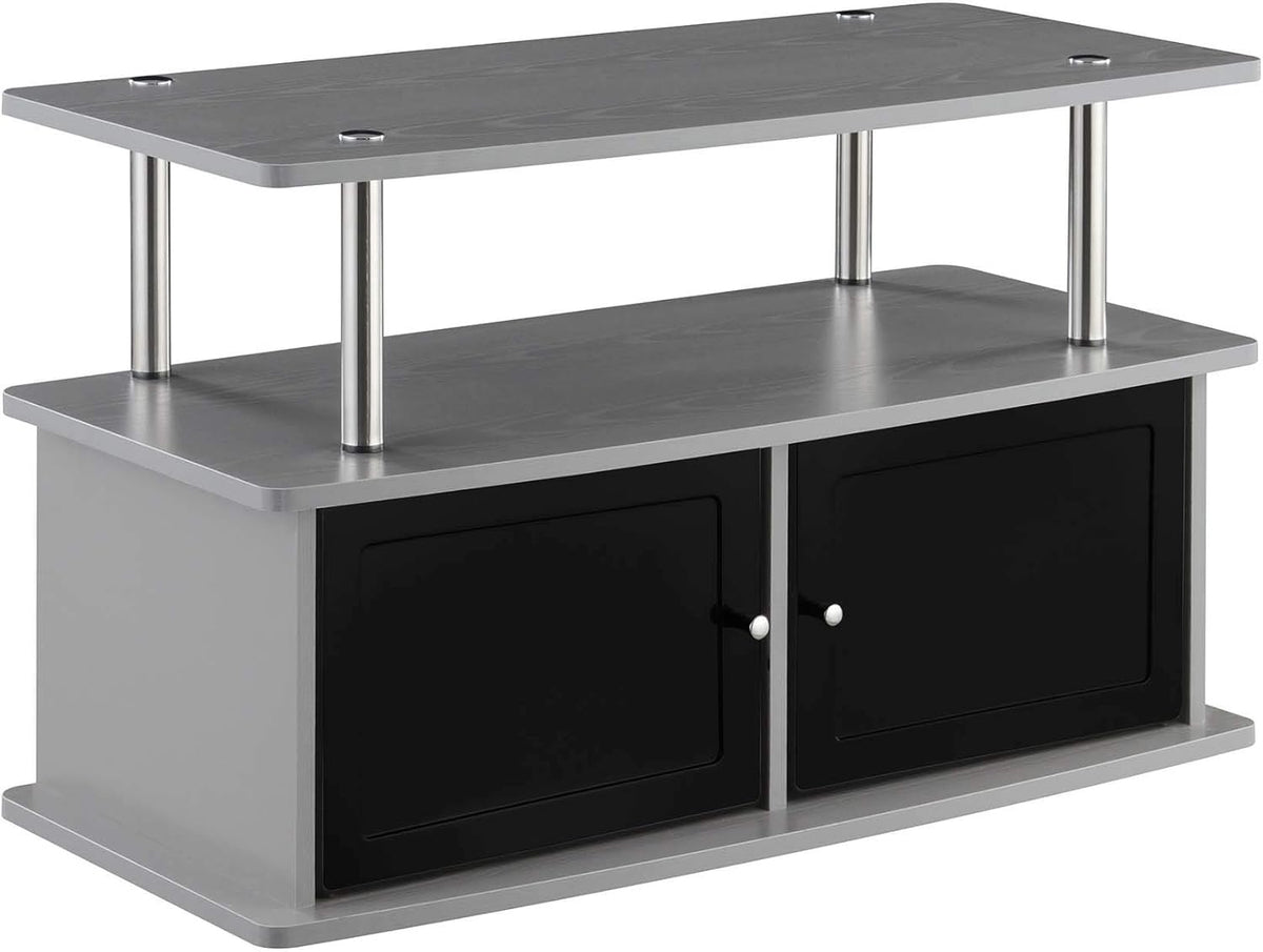 TV Stand with 2 Storage Cabinets and Shelf, Faux Birch T9841