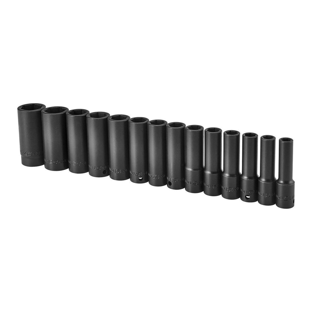 1/2 in. Drive Metric Deep Impact Socket Set, 14-Piece L83473