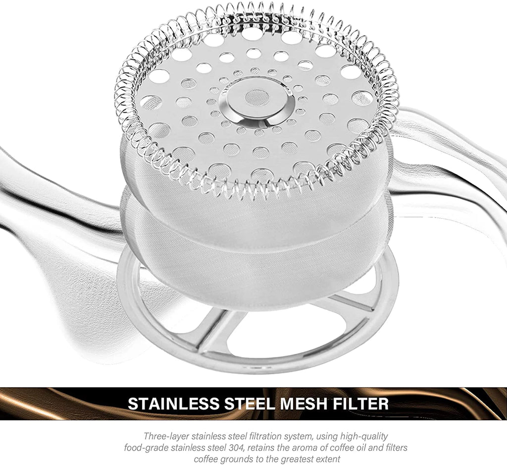French Press Coffee & Milk Frother 34oz Heat Resistant Borosilicate Glass I7913
