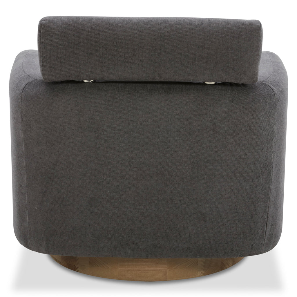 Dark Gray Fabric Swivel Accent Barrel Chairs with Adjustable Backrest D76125