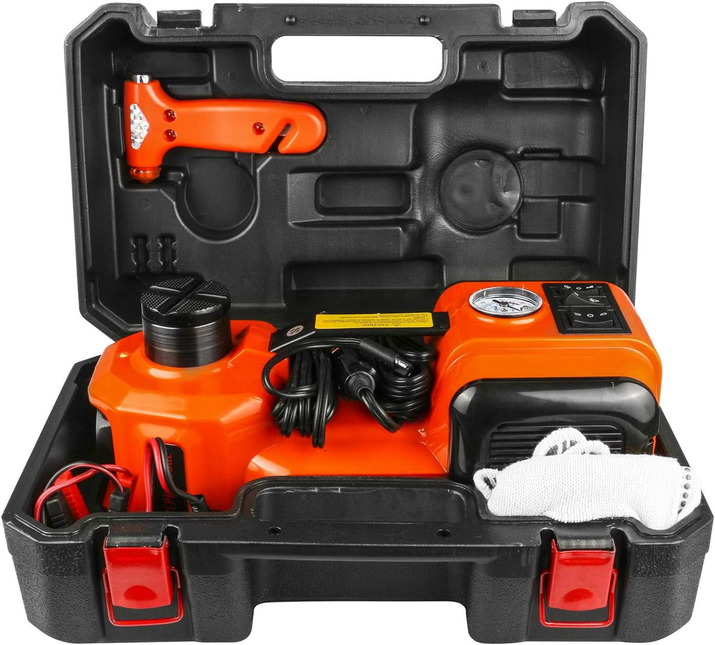 12V DC Electric Hydraulic Floor Jack 3 in 1 Set with Safe Hammer Car Repair Tool Kit R738823
