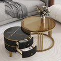 Golden Black Round Glass Coffee Table E696914