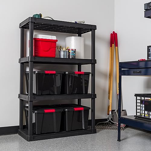 4-Shelf Heavy Duty Plastic Storage Shelves Black V69471