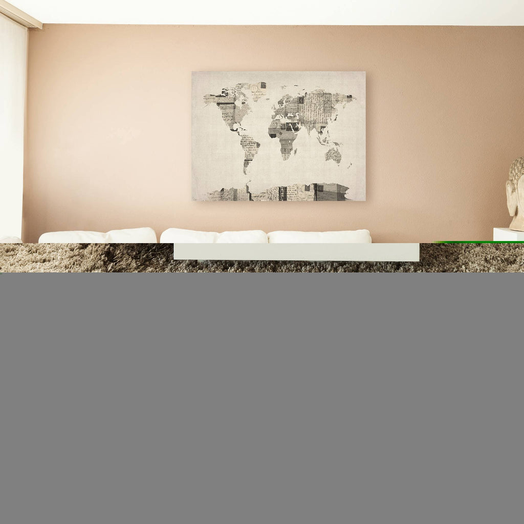 Vintage Postcard World Map Canvas Art W19935