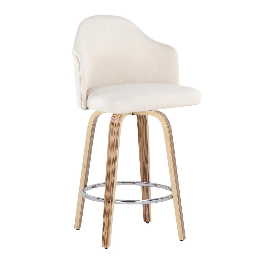 Fabric Counter Stools, Cream/Zebra, Set Of 2 O54461