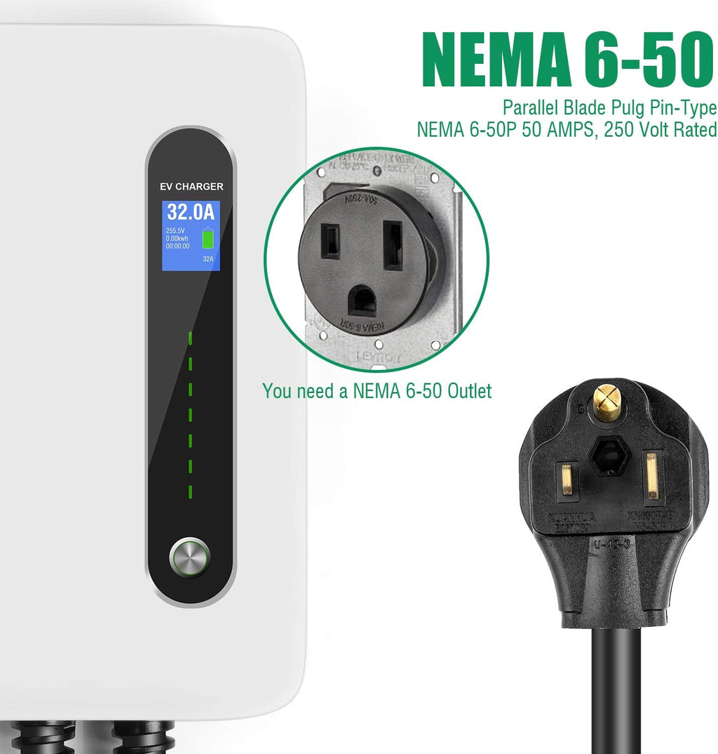 32A Level 2 EV Charger Station with 20ft Cable C362384
