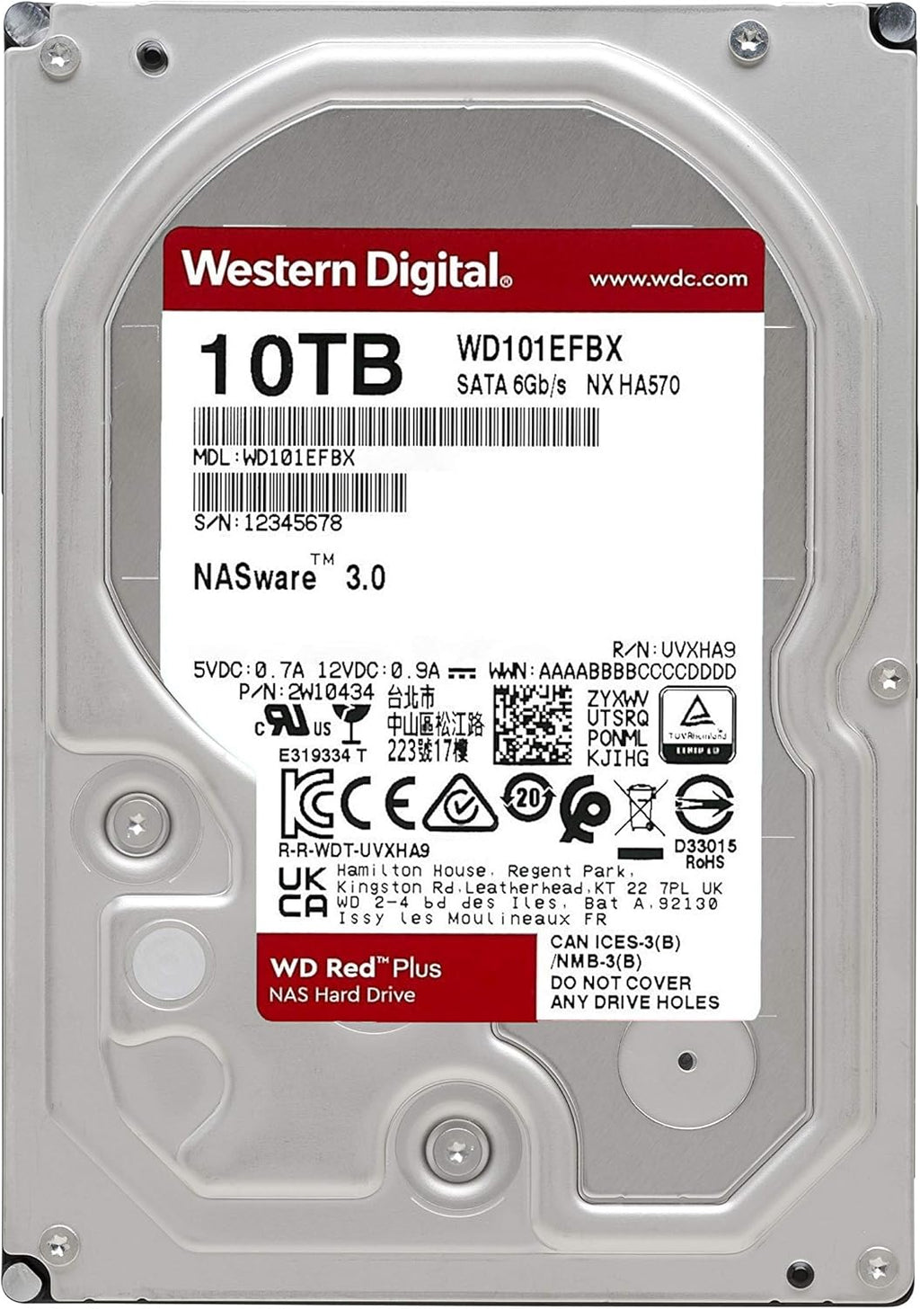 10TB 7200 RPM SATA 6 Gb/s CMR 256 MB Cache 3.5 Internal Hard Drive K43682