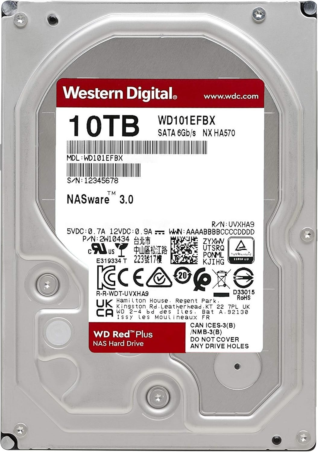 10TB 7200 RPM SATA 6 Gb/s CMR 256 MB Cache 3.5 Internal Hard Drive K43682