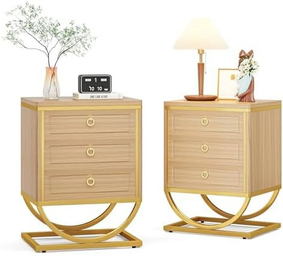 3 Drawer Walnut Wood Nightstand N696