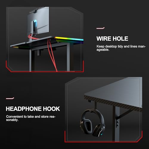 55 Inch Gaming Desk with LED Lights P82501