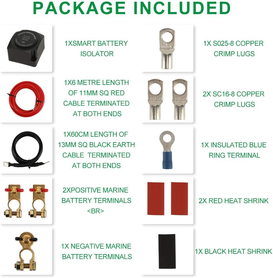 12V 140Amp Voltage Sensitive Relay & Wiring Cable Kit X854590