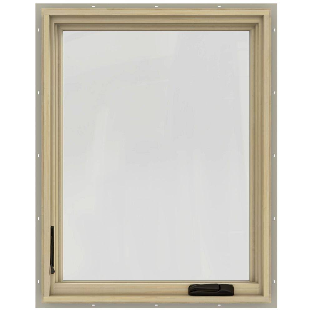 30.75 in. x 48.75 in. Desert Sand Painted Clad Wood Left-Handed Casement Window with Mesh Screen V93946