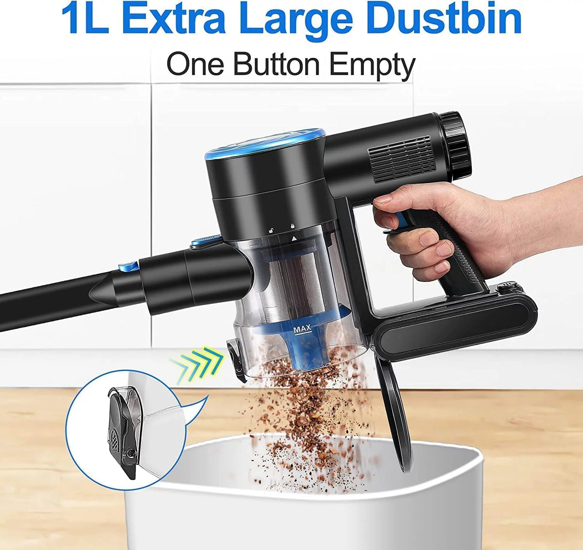 Cordless Stick Vacuum Cleaner with LED Headlights S856