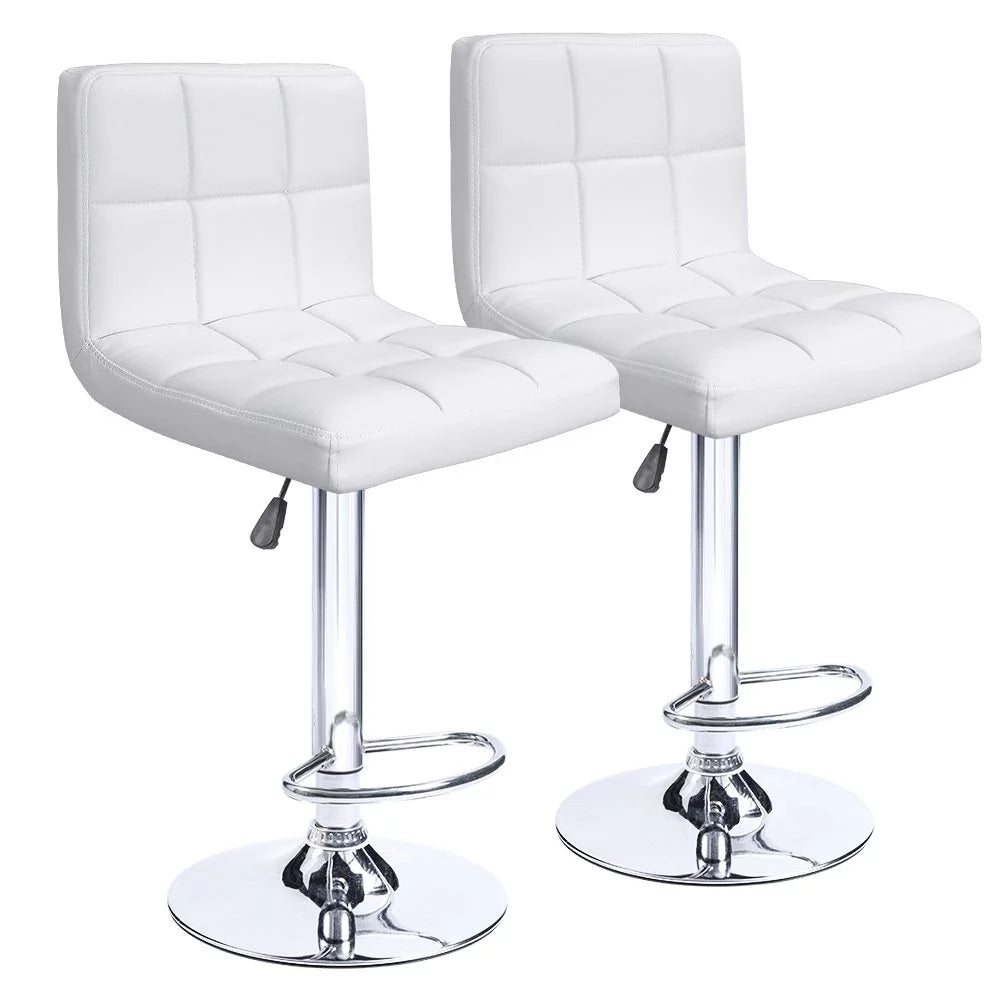 White Swivel Adjustable Height Bar Stool Set of 2 Z960