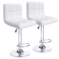 White Swivel Adjustable Height Bar Stool Set of 2 Z960