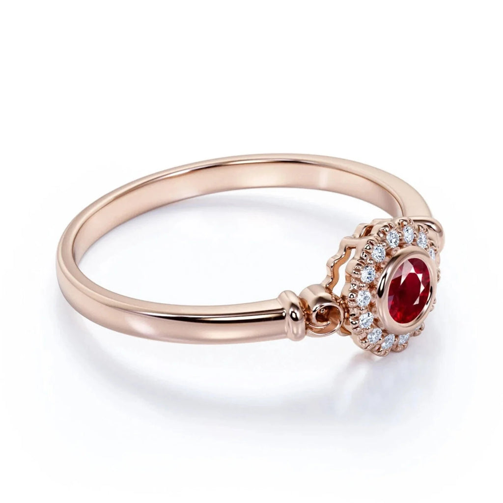 14k Gold Red Ruby Ring U4645