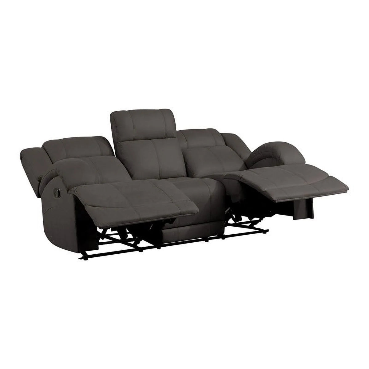 Chocolate Wood & Fabric Double Reclining Sofa A640755