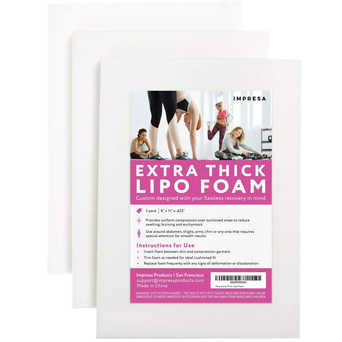 Extra Thick Lipo Foam Post Surgery Ab Board Medical Grade Foam White 3 pack A35225