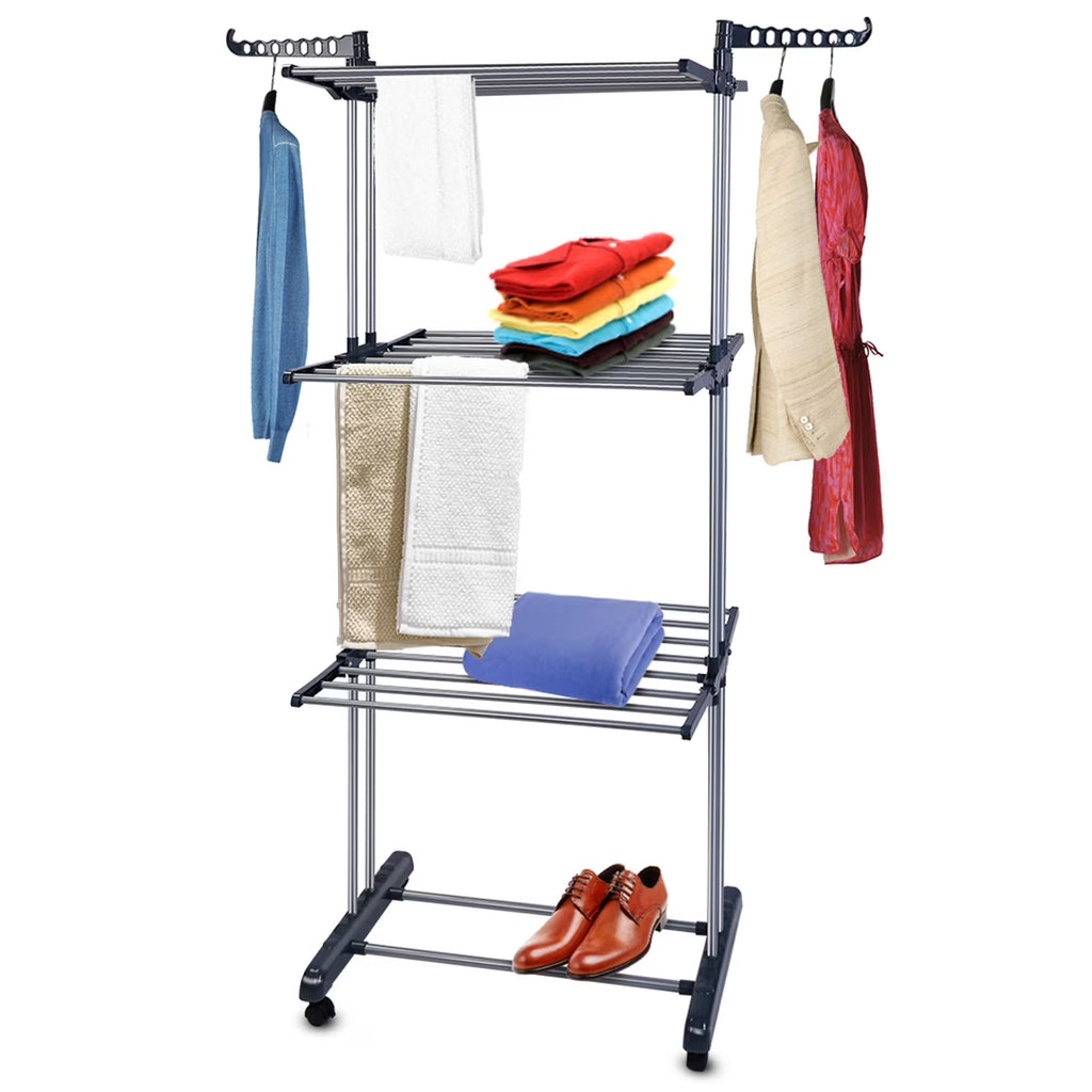 3 Tier Foldable Rolling Laundry Drying Rack S916