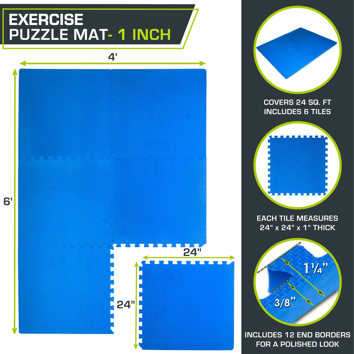Extra Thick Puzzle Exercise Mat EVA Foam Tiles S880040