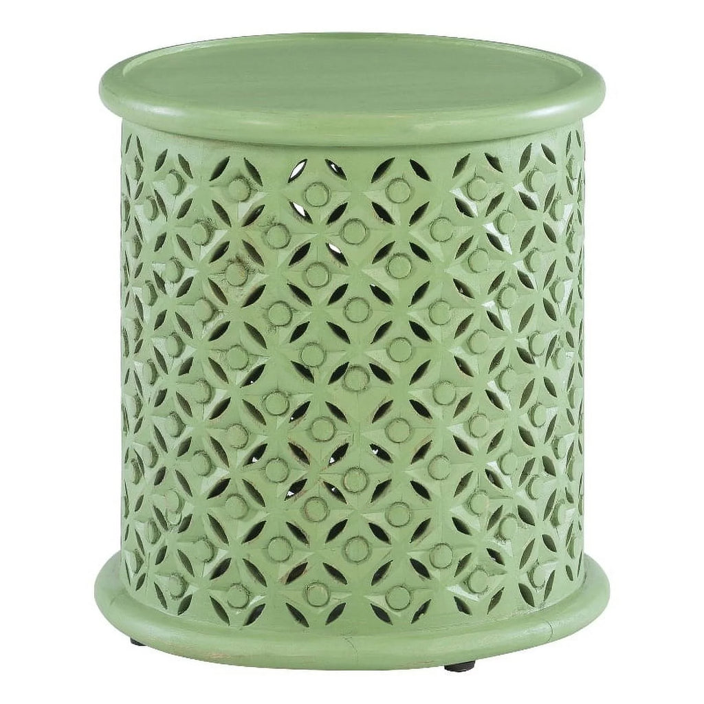 Green Wood Hand Carved Side Table X616241
