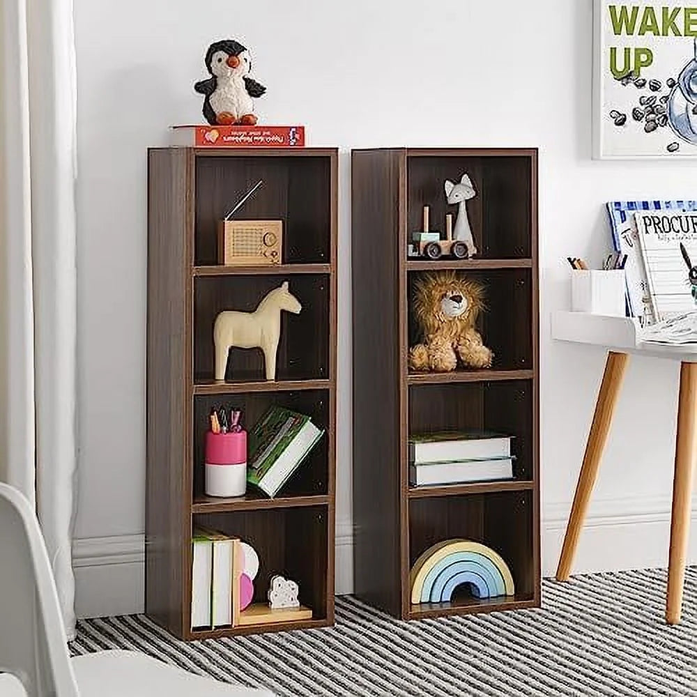 8-Tier Tall Narrow Media Tower Cabinet with Adjustable Shelves J5335