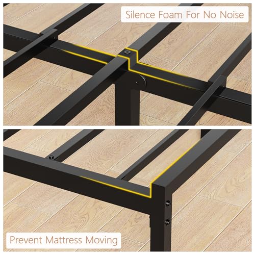 Queen Size Upholstered Platform Bed Frame with Headboard and Storage Drawer W303